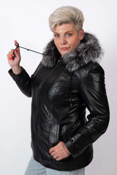 Women's winter leather jacket Jeanne Black